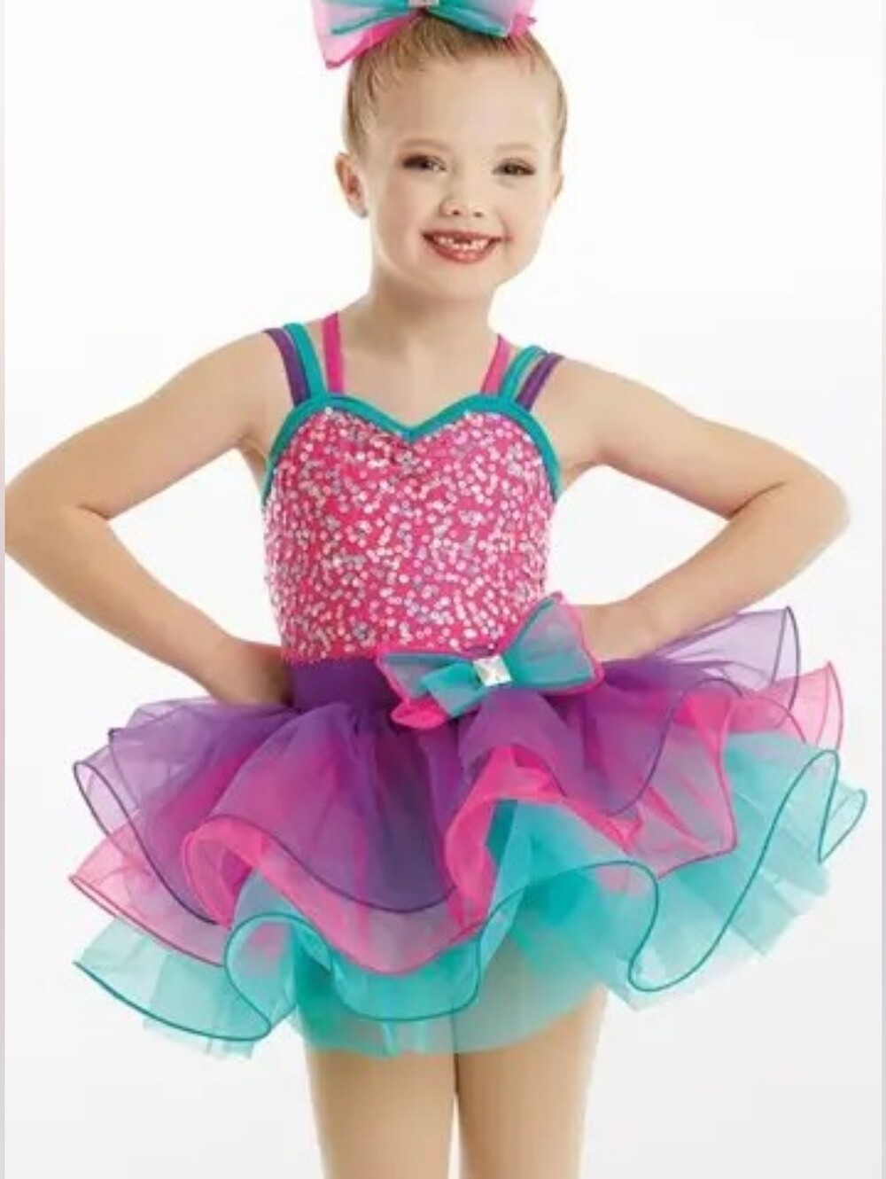 Weissman Girls Multi Wire Tutu Dress Girls Sequined Dance Costume Pink